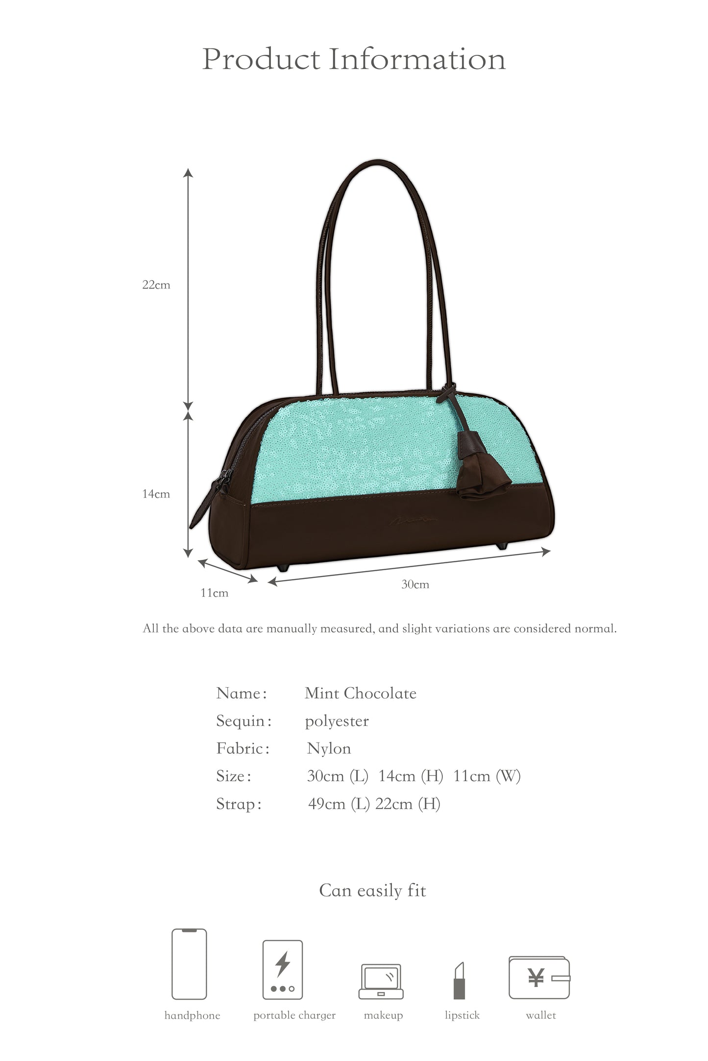Mint Chocolate baguette bag