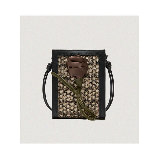 Orenda Black Woven Raffia bag
