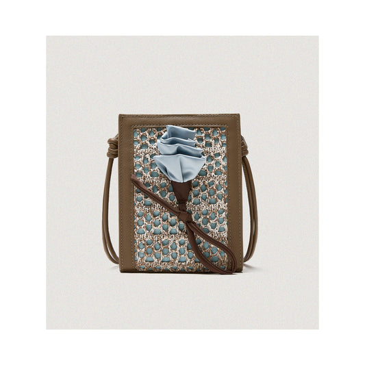 Orenda Khaki Woven Raffia bag