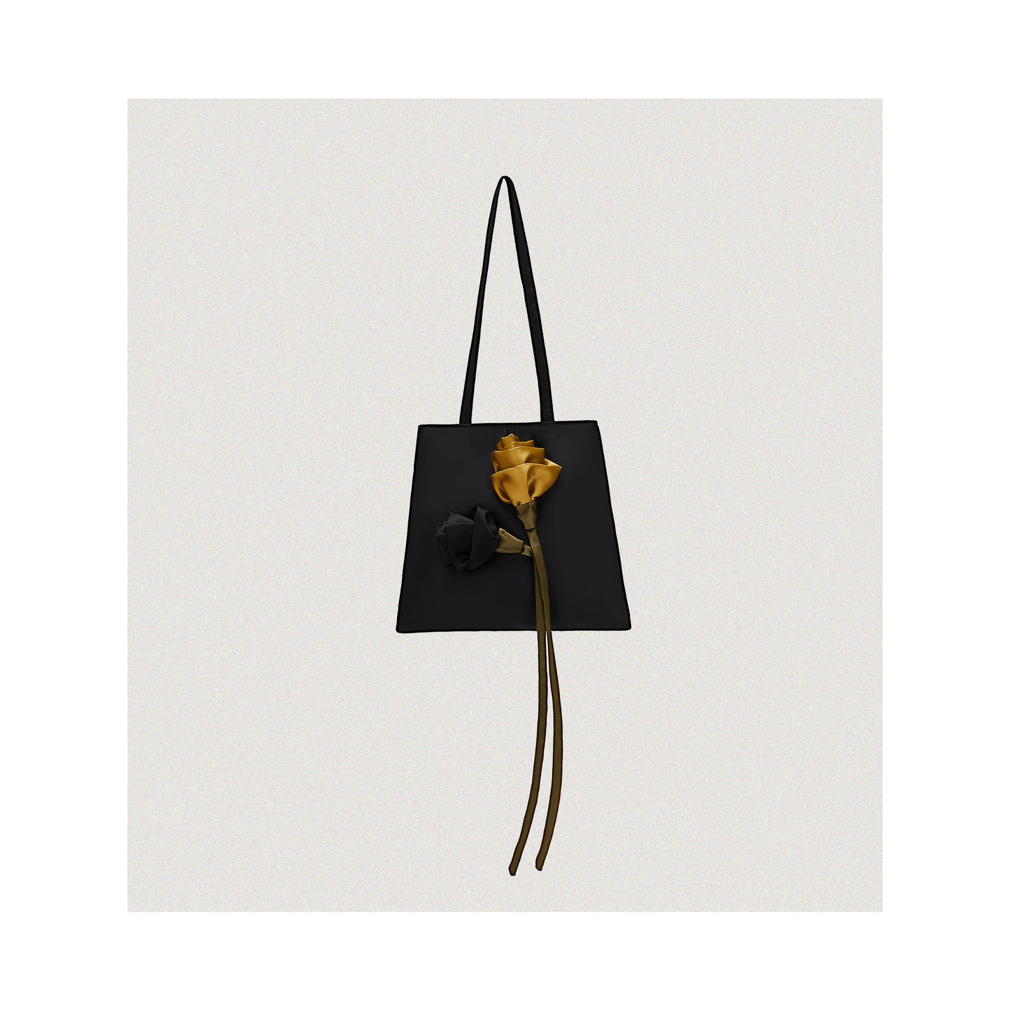 Retro Rose Satin bag in black