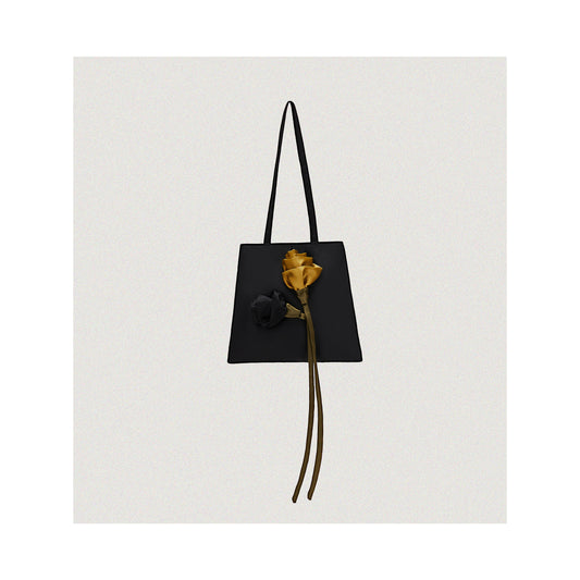 Retro Rose Satin bag in black