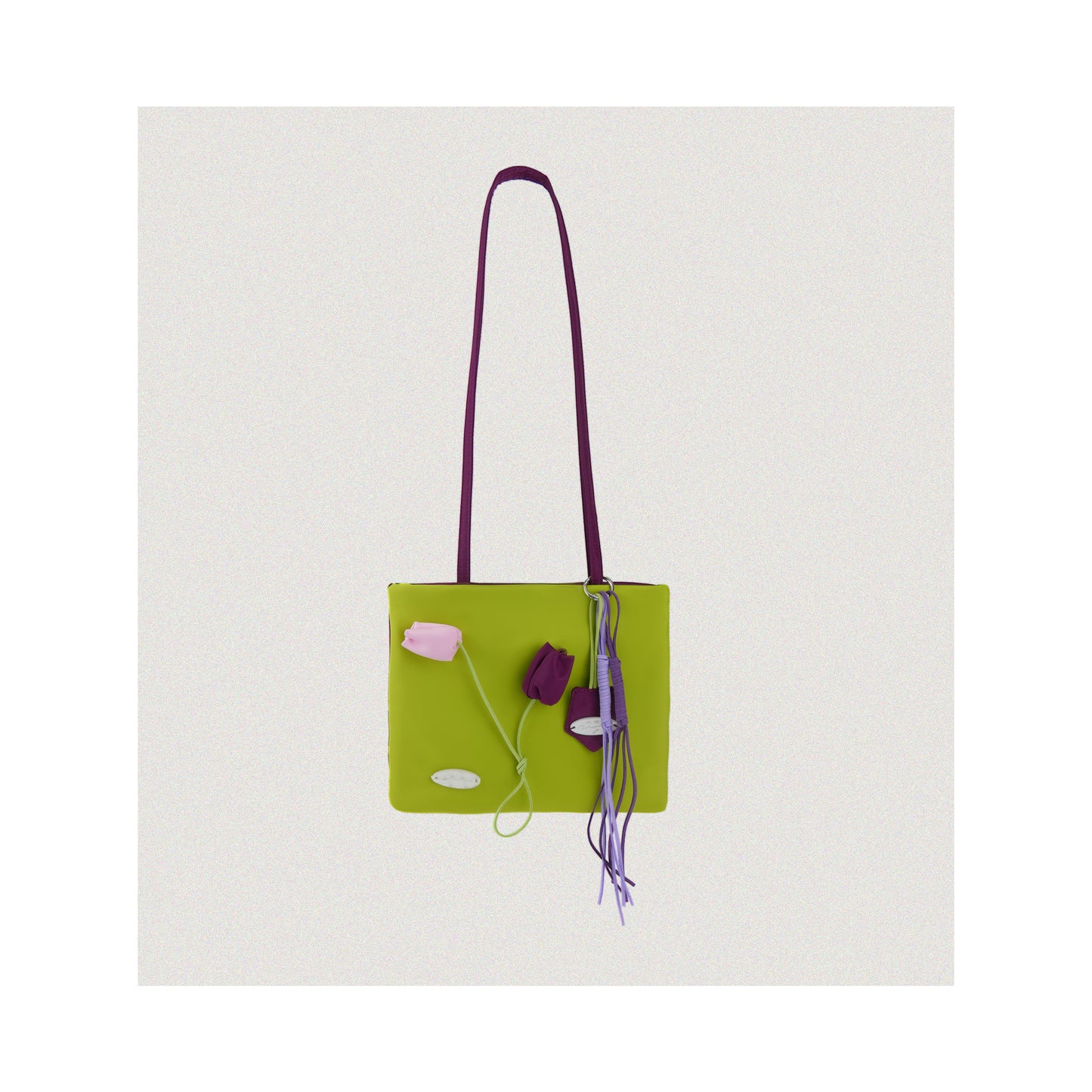 Color-Block Green Tulip Nylon tote bag