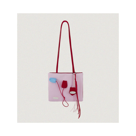 Color-Block Tulip Pink Nylon tote bag
