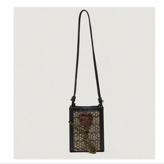 Orenda Black Woven Raffia bag