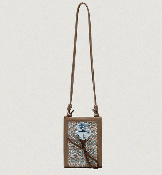 Orenda Khaki Woven Raffia bag